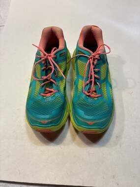 Hoka One One Clifton 1 Aqua Neon Coral Running Athletic Shoes
